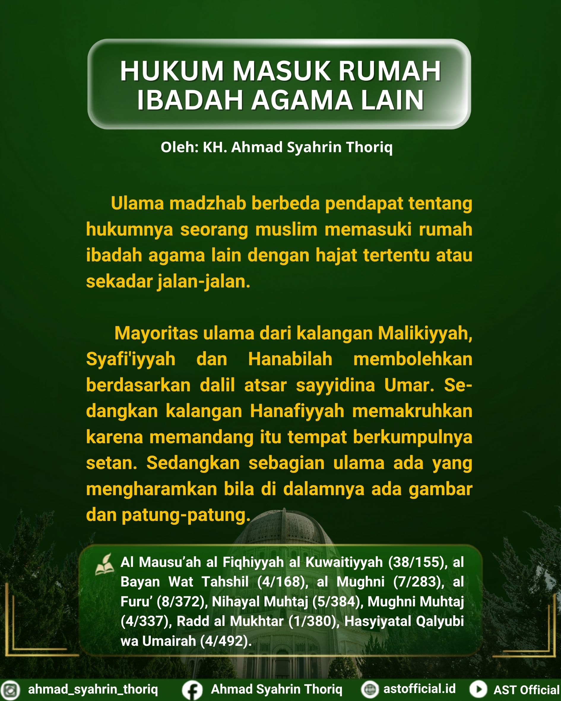 HUKUM MEMASUKI RUMAH IBADAH AGAMA LAIN